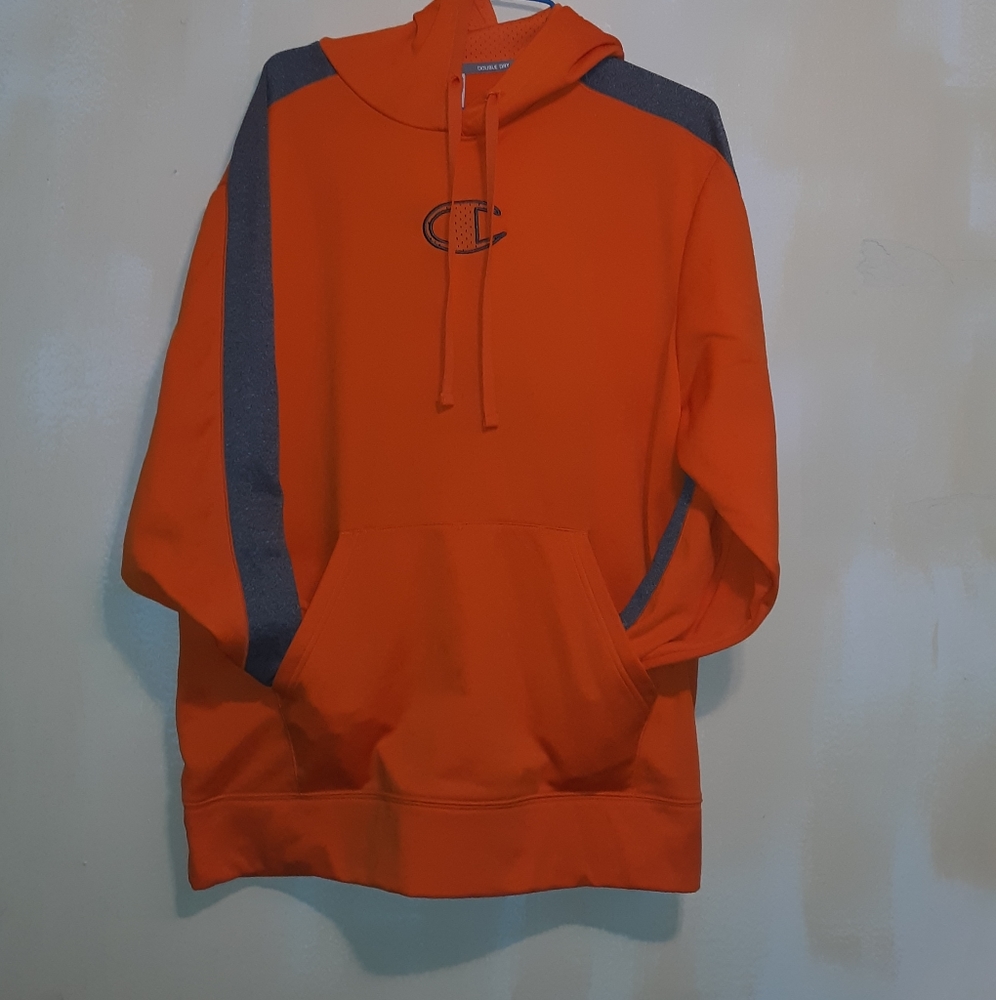 Champion Tower Double Day Mens Size L Orange Adult Pullover Hoodie